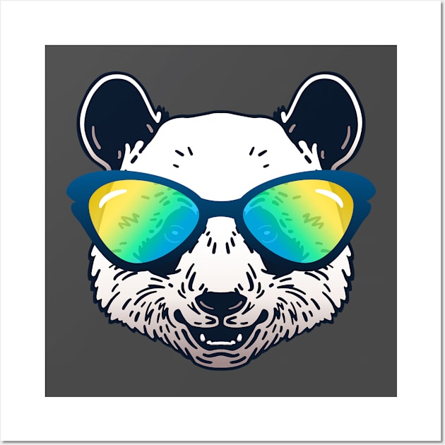 Summer Vibes Panda with Sunglasses Wall Art by Mutinyintl